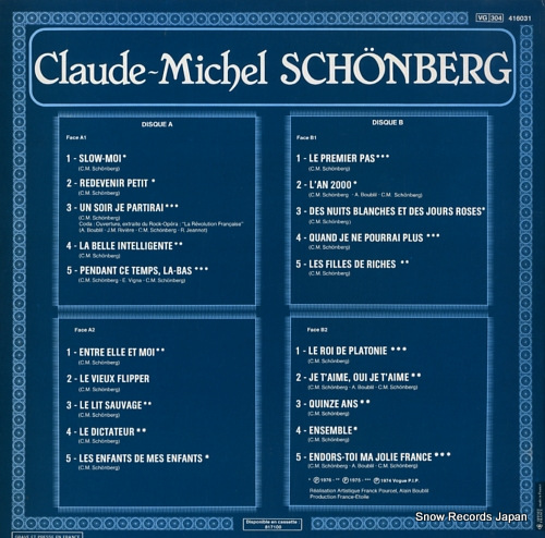 SCHONBERG, CLAUDE-MICHEL le double disques d'or de 416031