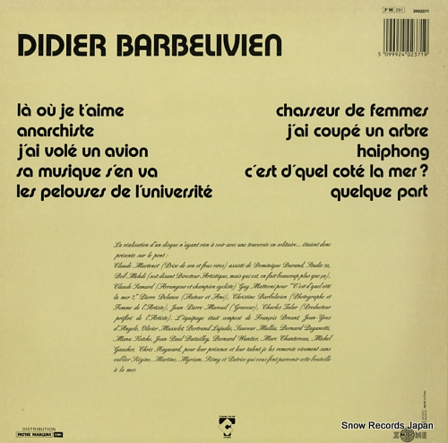 BARBELIVIEN, DIDIER la ou je taime 2402371