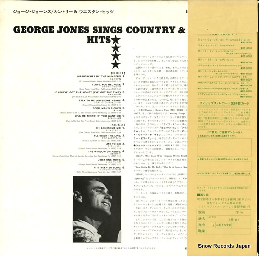 JONES, GEORGE george jones sings country & western hits BT-8001
