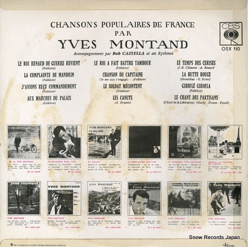 MONTAND, YVES chansons populaires de france OSX110