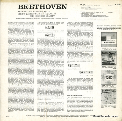 åȸڻͽ beethoven; the great fugue in b flat op.133 DL9893