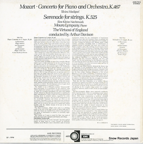 LYMPANY, MOURA mozart; piano concerto no.21 AXIS7013