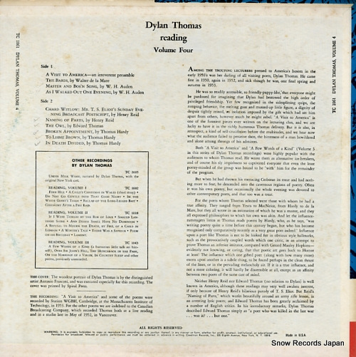 THOMAS, DYLAN reading a visit to america and poems TC1061