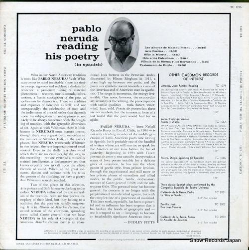NERUDA, PABLO reading his poetry TC1215