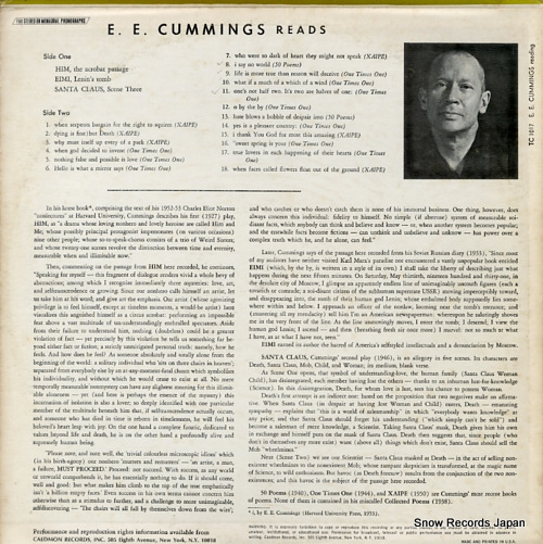 CUMMINGS, E.E. reading his poetry TC1017