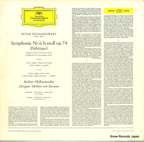 KARAJAN, HERBERT VON tschaikowsky; symphonie nr.6 h-moll 