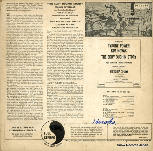CAVALLARO, CARMEN the eddy duchin story DL78289