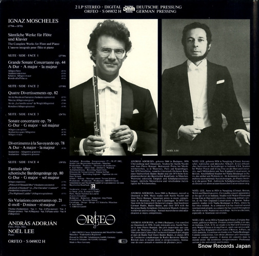 ADORJAN, ANDRAS / NOEL LEE moscheles; samtliche werke fur flote und klavier S049832H