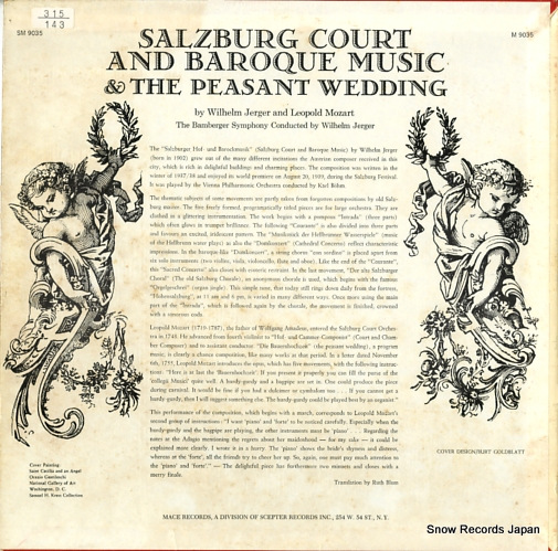 JERGER, WILHELM salzburg court and baroque music & the peasant wedding SM9035