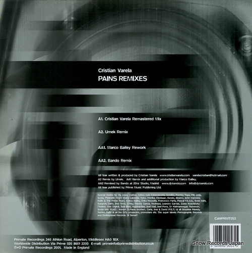 VARELA, CRISTIAN pains remixes PRMT053