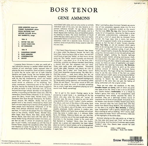 AMMONS, GENE boss tenor OJC-297
