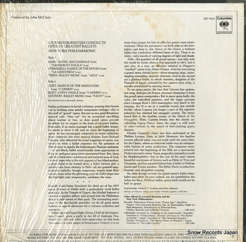 BERNSTEIN, LEONARD conducts opera's greatest ballets MS7415