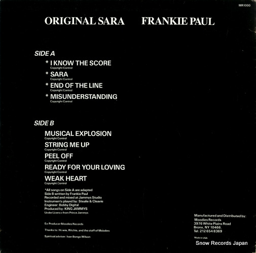 PAUL, FRANKIE original sara MR1000/MRLP1001