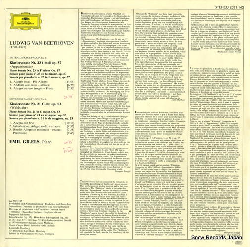 GILELS, EMIL beethoven; klaviersonate nr.23/nr.21 2531143