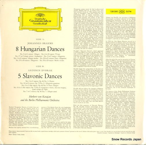 KARAJAN, HERBERT VON brahms; 8 hungarian dances 138080