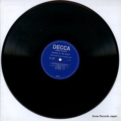 SEGOVIA, ANDRES masters of the guitar / compositions of sor and tarrega JDL6507