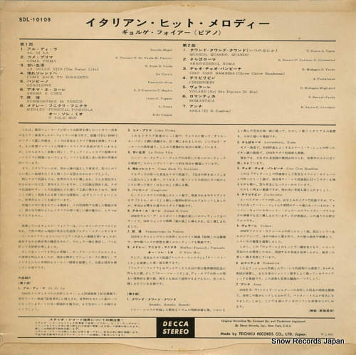 FEYER, GEORGE but oh! those italian melodies... SDL10108