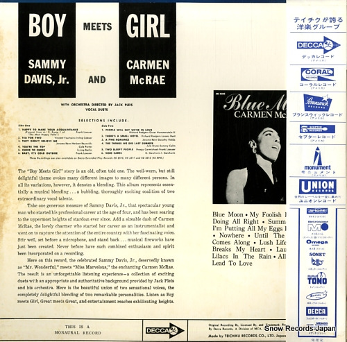 DAVIS, SAMMY, JR., AND CARMEN MCRAE boy meets girl SDL10357
