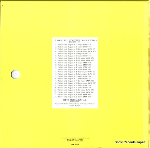 PICHT-AXENFELD, EDITH bach; well-tempered clavier book 2 CMT-1035