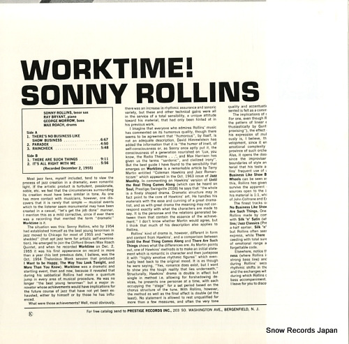 ROLLINS, SONNY worktime! SMJ-7095(M)