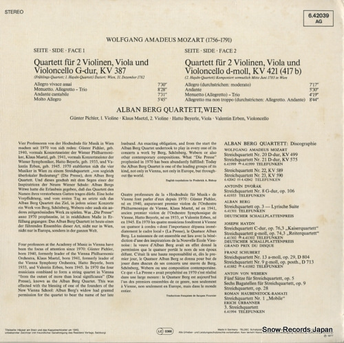 ALBAN BERG QUARTETT mozart; string quartets kv387 & kv421 6.42039