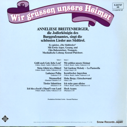 BREITENBERGER, ANNELIESE wir grussen unsere heimat 6.24737