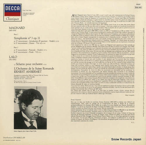 ANSERMET, ERNEST magnard; symphony no.3 592167