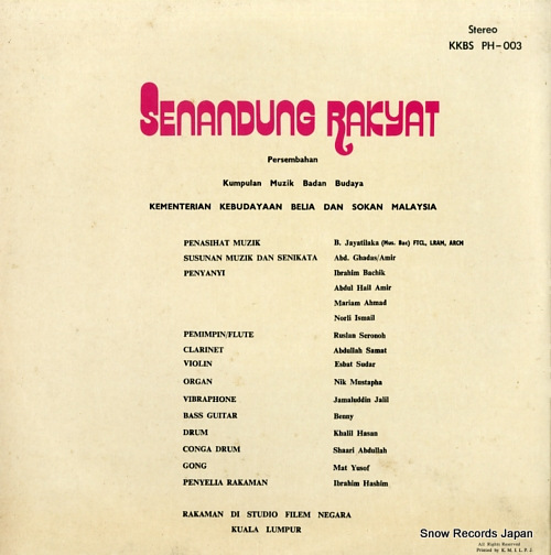 KUMPULAN MUZIK BADAN BUDAYA senandung rakyat KKBSPH-003