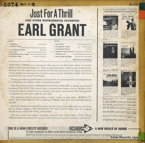 GRANT, EARL just for a thrill DL4506