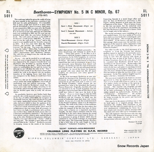 KARAJAN, HERBERT VON beethoven; symphony no.5 in c minor XL5011