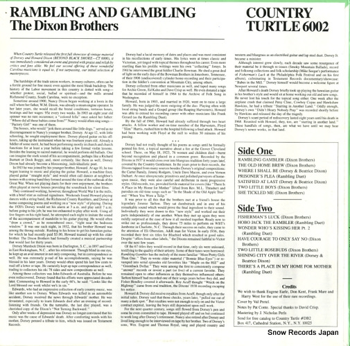 THE DIXON BROTHERS ramblin' & gamblin' CT-6002