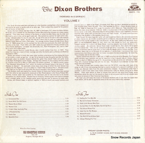 THE DIXON BROTHERS volume 1 OHCS-151