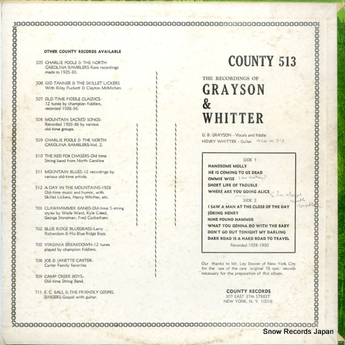 GRAYSON AND WHITTER the recordings of grayson & whitter COUNTY513