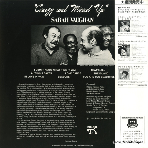 VAUGHAN, SARAH crazy and mixed up 28MJ3202