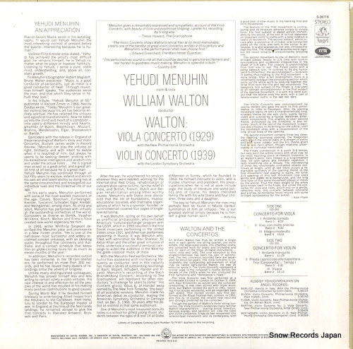 ꥢࡦȥ walton; concerto for viola & orchestra S-36719