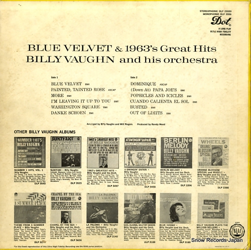 VAUGHN, BILLY blue velvet & 1963's great hits DLP3559