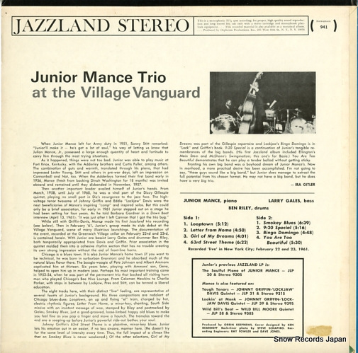 MANCE, JUNIOR at the village vanguard JLP941