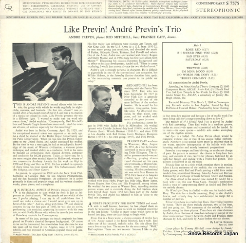 ANDRE PREVIN'S TRIO like previn! S7575
