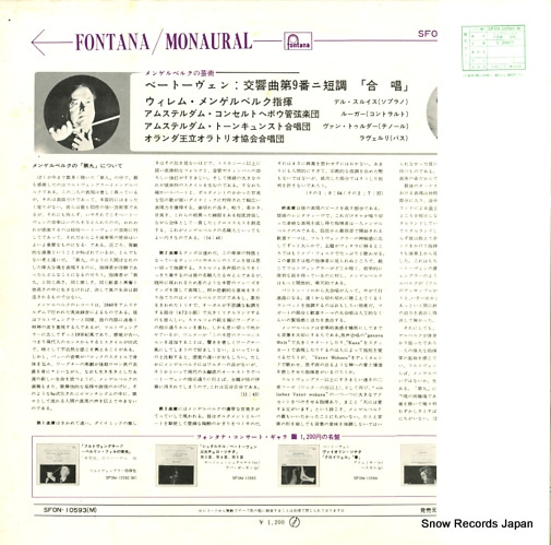 MENGELBERG, WILLEM beethoven; symphony no.9 