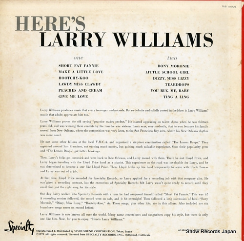 WILLIAMS, LARRY here's larry williams VS2006
