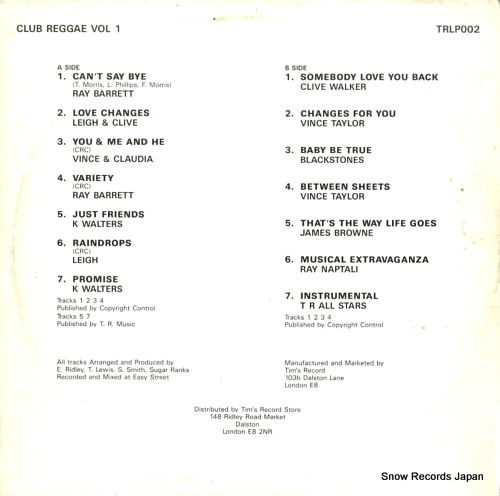 V/A club reggae vol.1 TRLP002