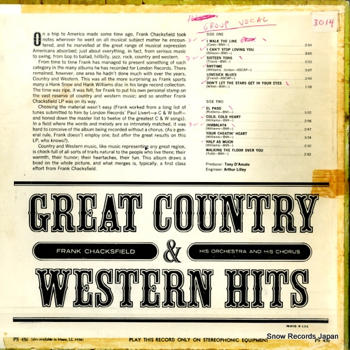 CHACKSFIELD, FRANK great country & western hits PS436
