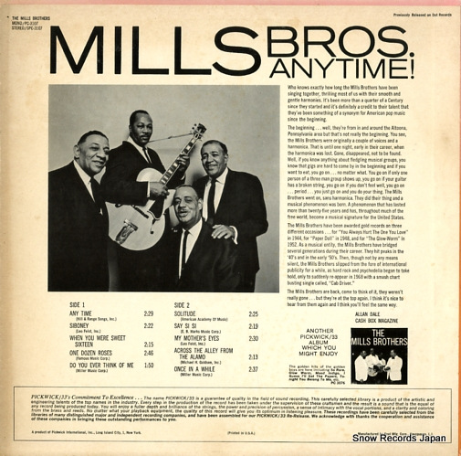 MILLS BROTHERS, THE anytime! SPC-3107