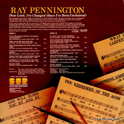 PENNINGTON, RAY dear lord, i've changed (since i've been unchained) SOR-0022
