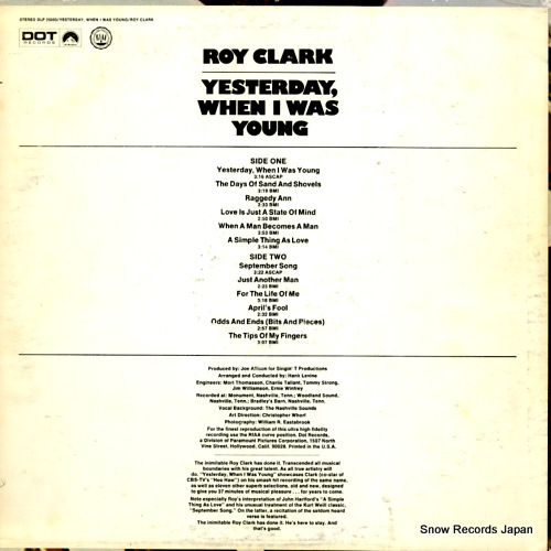 CLARK, ROY yesterday, when i was young DLP25953