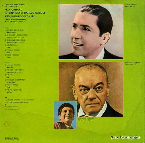 LEDESMA, ARGENTINO fco.canaro interpreta a carlos gardel EOP-81017