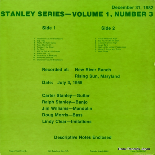 STANLEY BROTHERS, THE stanley series volume 1, number 3 CCSS-V1N3