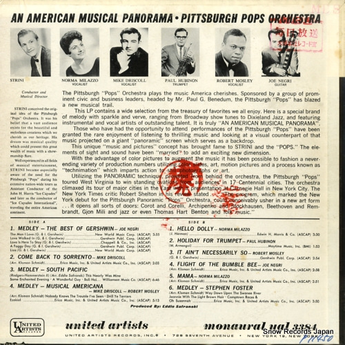 PITTSBURGH POPS ORCHESTRA an american musical panorama UAL3384