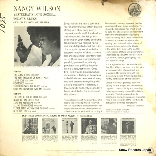 WILSON, NANCY yesterday's love songs today's blues ST2012