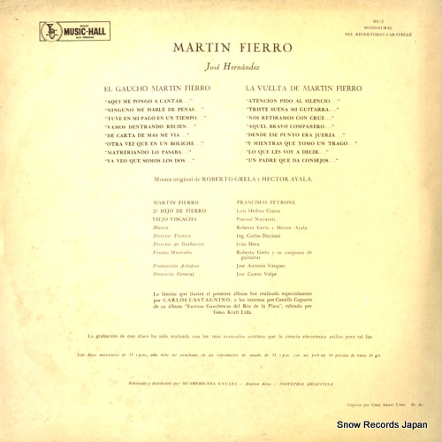 ե󥷥ڥȥ jose hernandez: martin fierro MH-401